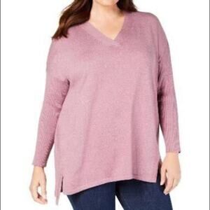 Style & Co. Womens High Low Tunic Blouse-Mauve-1X